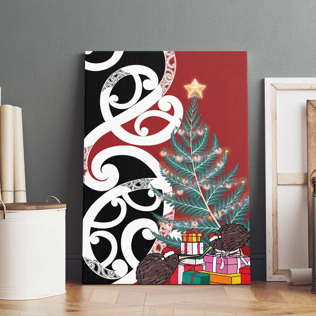 New Zealand Silver Fern Christmas Tree Canvas Wall Art Meri Kirihimete - Polynesian Pride