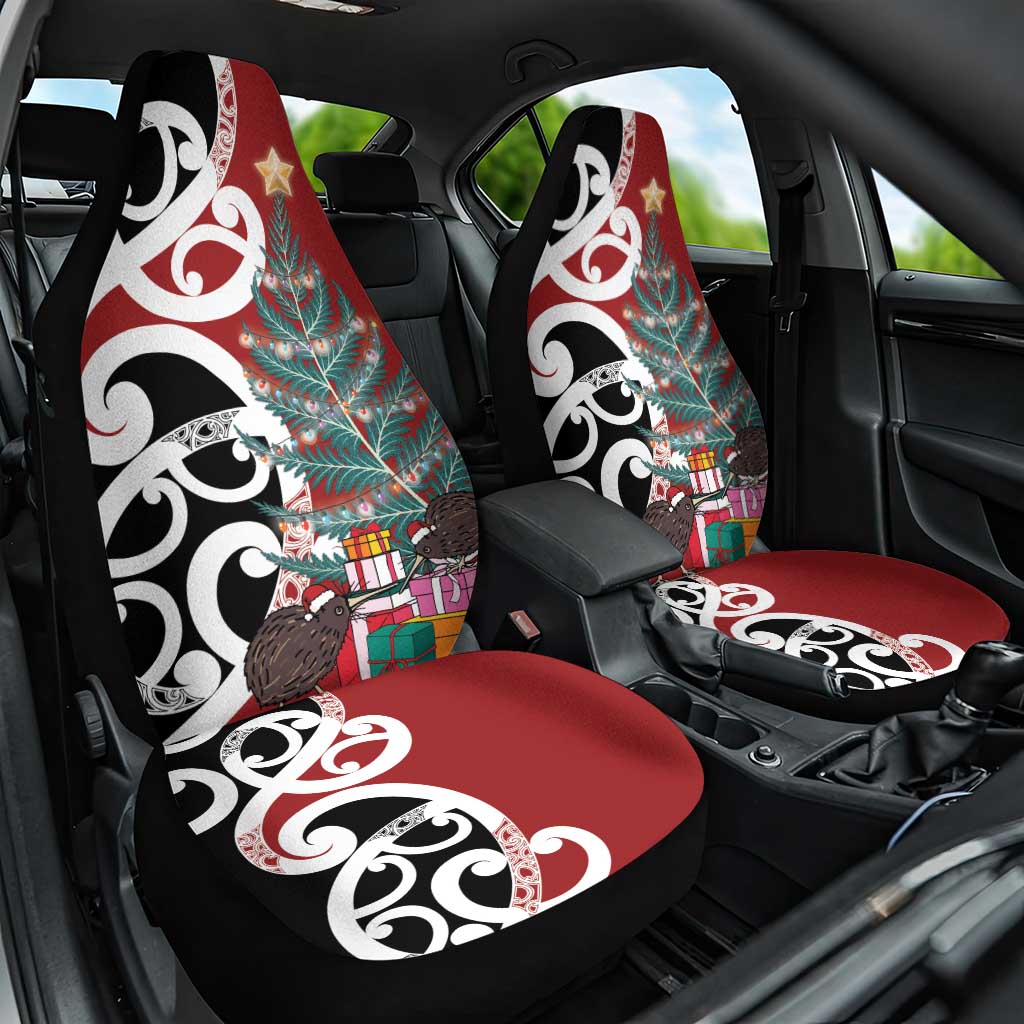New Zealand Silver Fern Christmas Tree Car Seat Cover Meri Kirihimete - Polynesian Pride