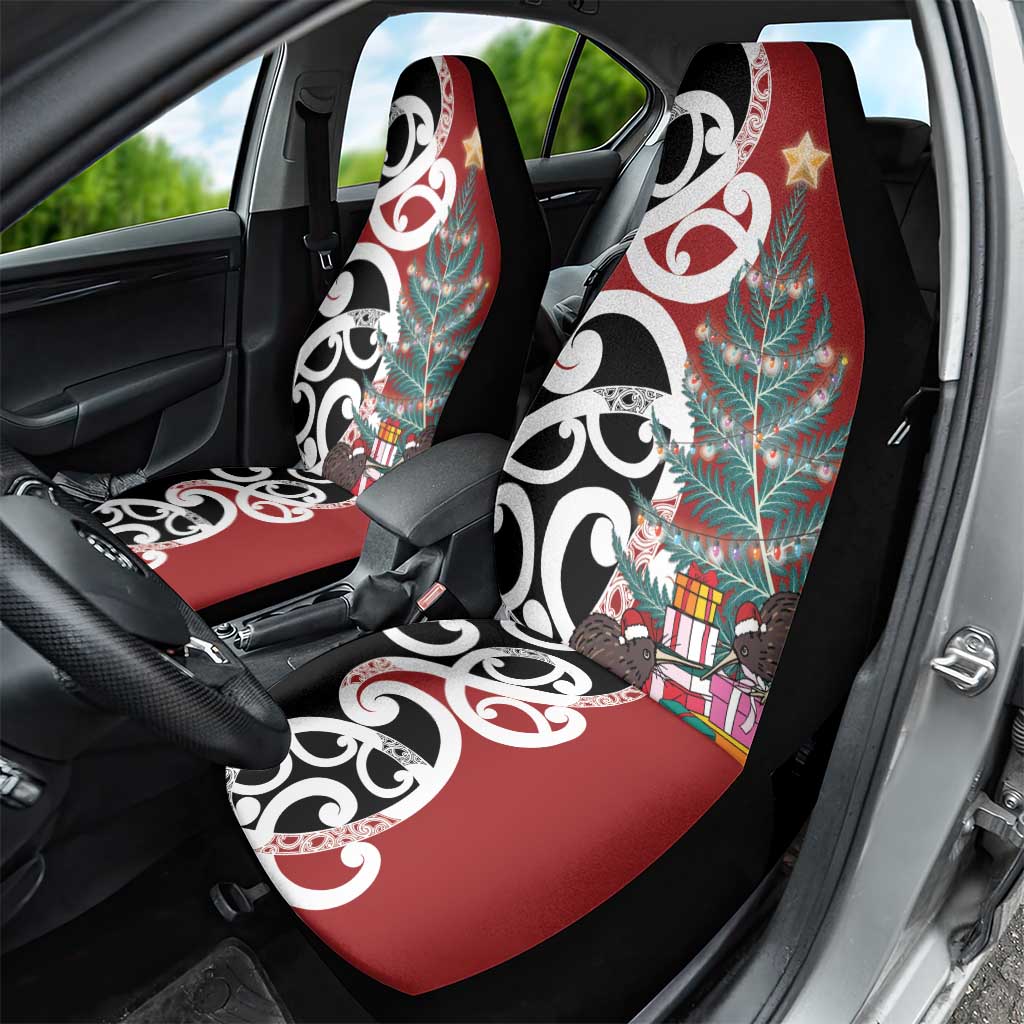 New Zealand Silver Fern Christmas Tree Car Seat Cover Meri Kirihimete - Polynesian Pride