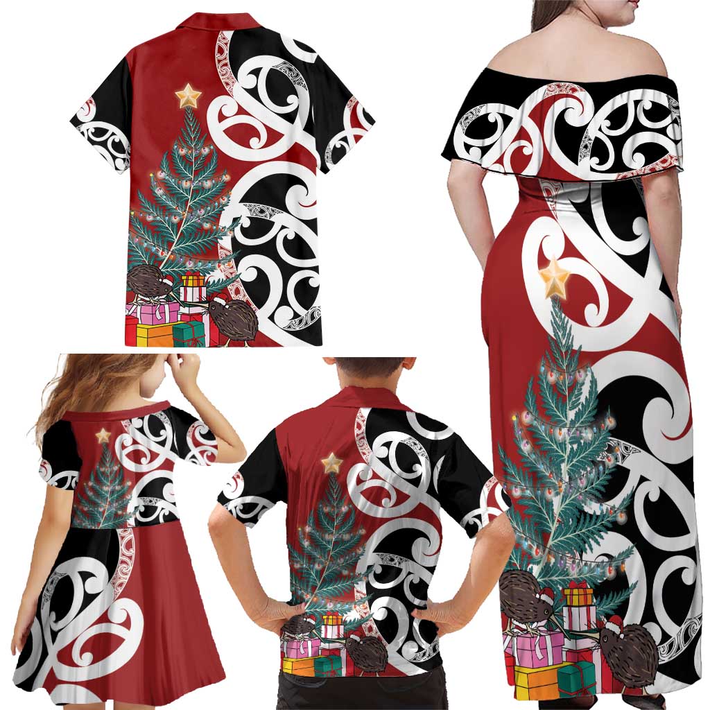 New Zealand Silver Fern Christmas Tree Family Matching Off Shoulder Maxi Dress and Hawaiian Shirt Meri Kirihimete - Polynesian Pride