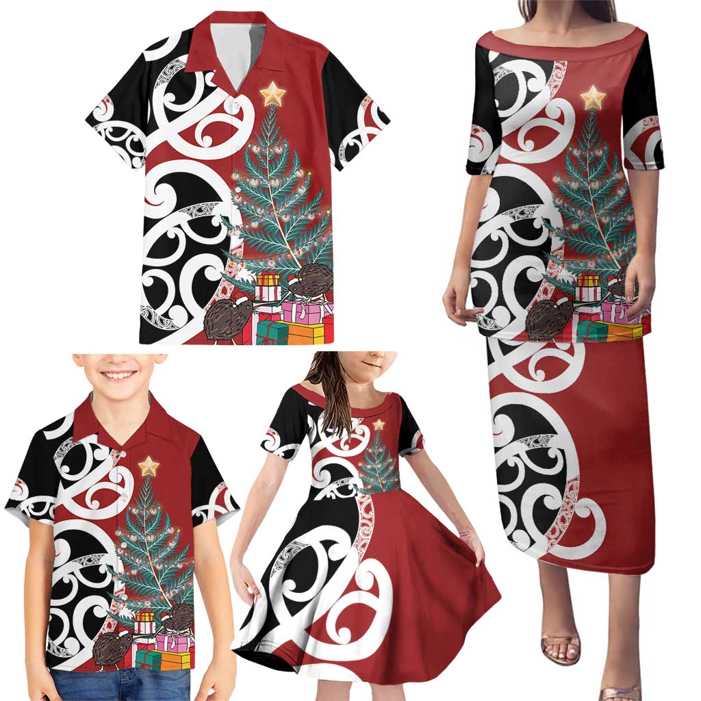 New Zealand Silver Fern Christmas Tree Family Matching Puletasi and Hawaiian Shirt Meri Kirihimete - Polynesian Pride
