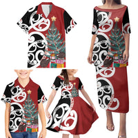 New Zealand Silver Fern Christmas Tree Family Matching Puletasi and Hawaiian Shirt Meri Kirihimete - Polynesian Pride