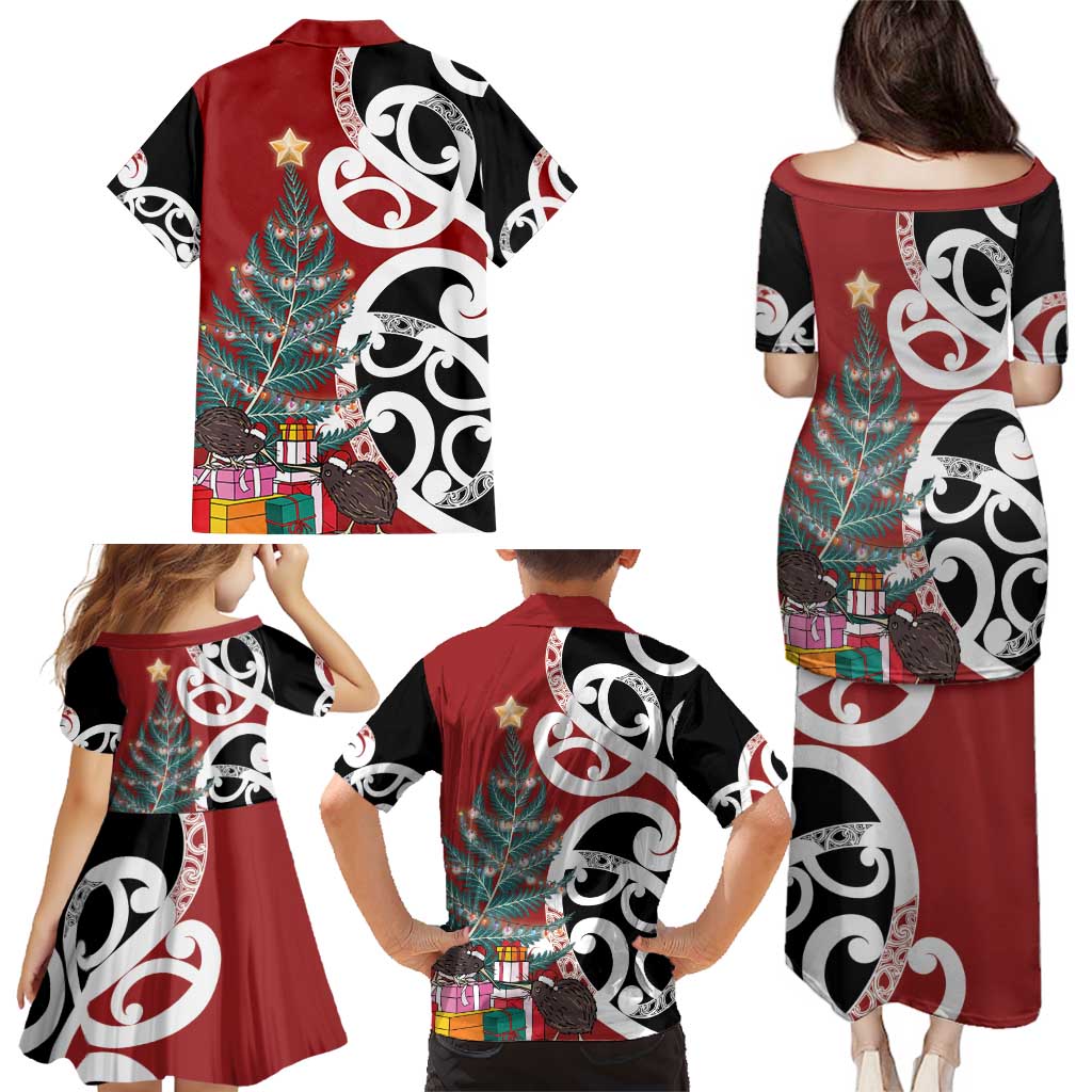 New Zealand Silver Fern Christmas Tree Family Matching Puletasi and Hawaiian Shirt Meri Kirihimete - Polynesian Pride