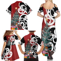 New Zealand Silver Fern Christmas Tree Family Matching Summer Maxi Dress and Hawaiian Shirt Meri Kirihimete - Polynesian Pride