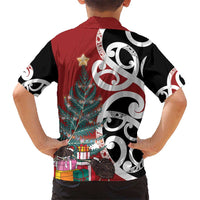 New Zealand Silver Fern Christmas Tree Kid Hawaiian Shirt Meri Kirihimete - Polynesian Pride