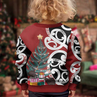 New Zealand Silver Fern Christmas Tree Kid Ugly Christmas Sweater Meri Kirihimete - Polynesian Pride