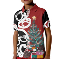 New Zealand Silver Fern Christmas Tree Kid Polo Shirt Meri Kirihimete - Polynesian Pride