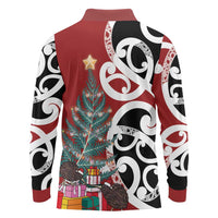 New Zealand Silver Fern Christmas Tree Long Sleeve Polo Shirt Meri Kirihimete - Polynesian Pride