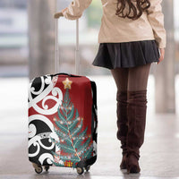 New Zealand Silver Fern Christmas Tree Luggage Cover Meri Kirihimete - Polynesian Pride