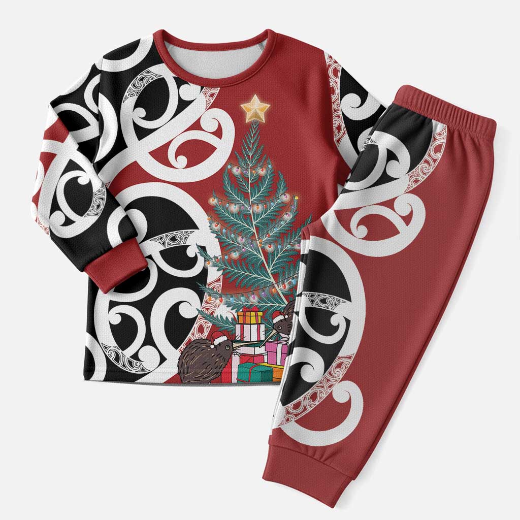 New Zealand Silver Fern Christmas Tree Christmas Pajama Set Meri Kirihimete - Polynesian Pride