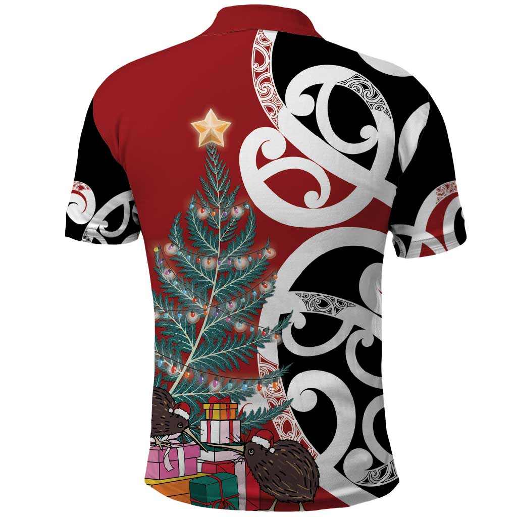 New Zealand Silver Fern Christmas Tree Polo Shirt Meri Kirihimete - Polynesian Pride