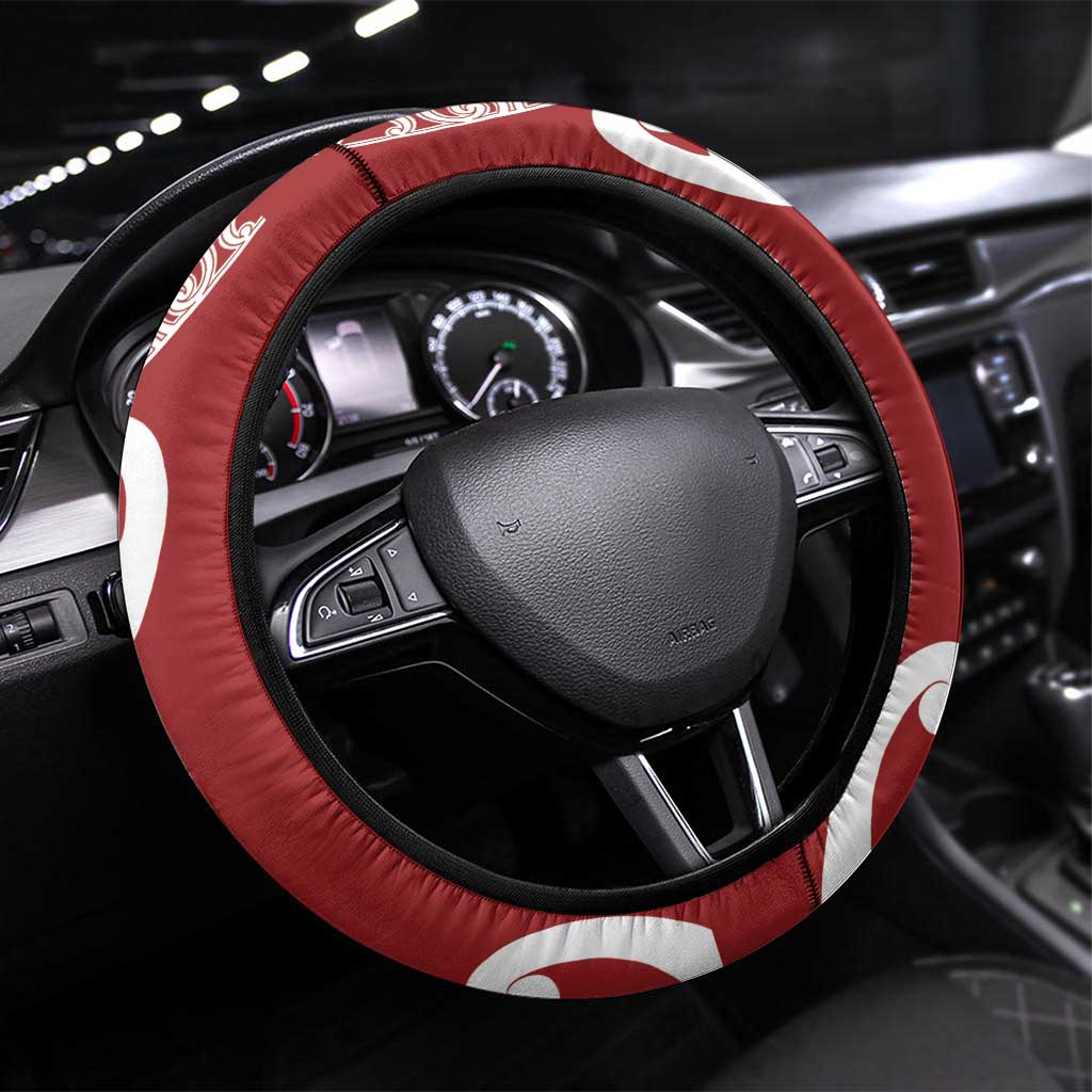 New Zealand Silver Fern Christmas Tree Steering Wheel Cover Meri Kirihimete - Polynesian Pride