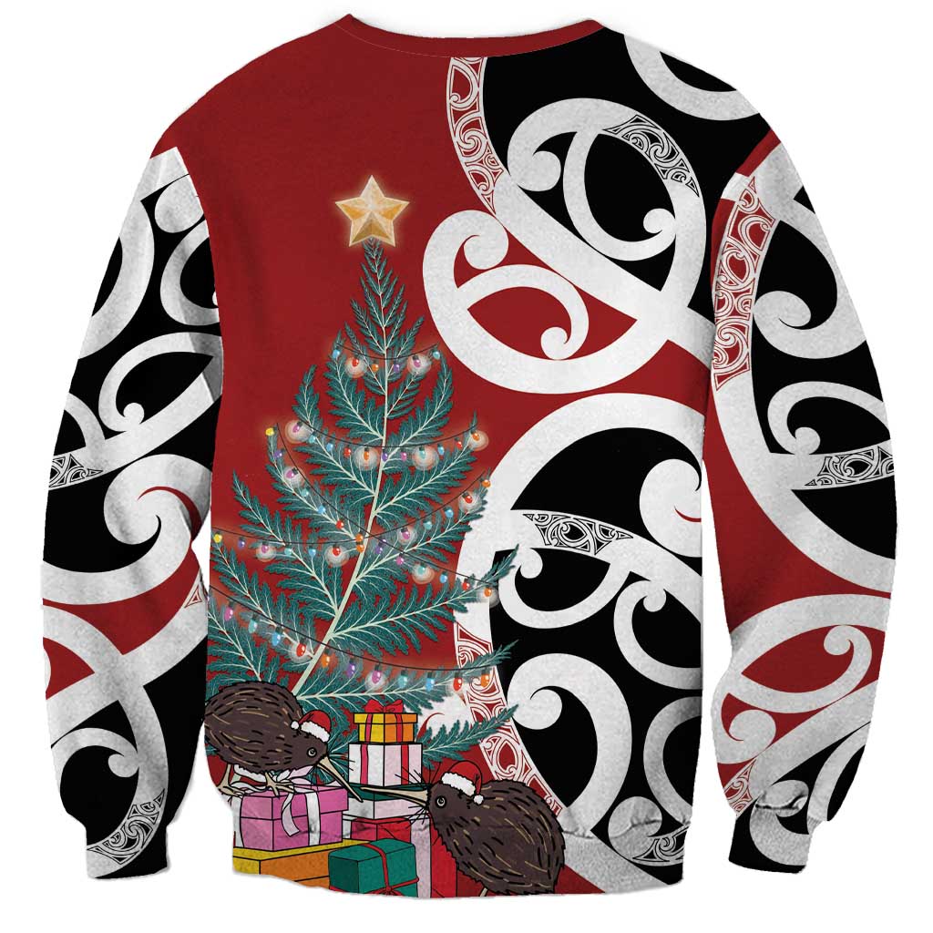 New Zealand Silver Fern Christmas Tree Sweatshirt Meri Kirihimete - Polynesian Pride