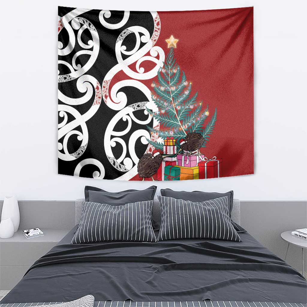 New Zealand Silver Fern Christmas Tree Tapestry Meri Kirihimete - Polynesian Pride