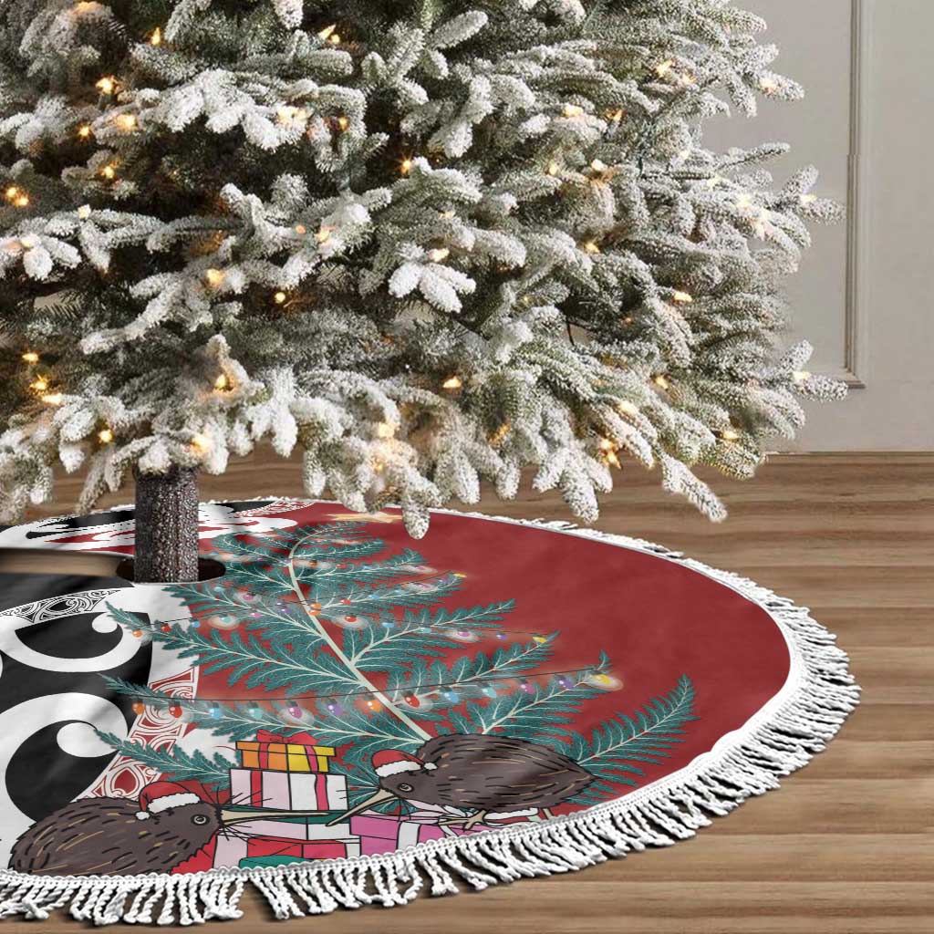 New Zealand Silver Fern Christmas Tree Skirt Meri Kirihimete - Polynesian Pride
