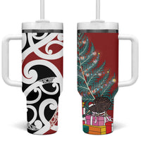 New Zealand Silver Fern Christmas Tree Tumbler With Handle Meri Kirihimete - Polynesian Pride