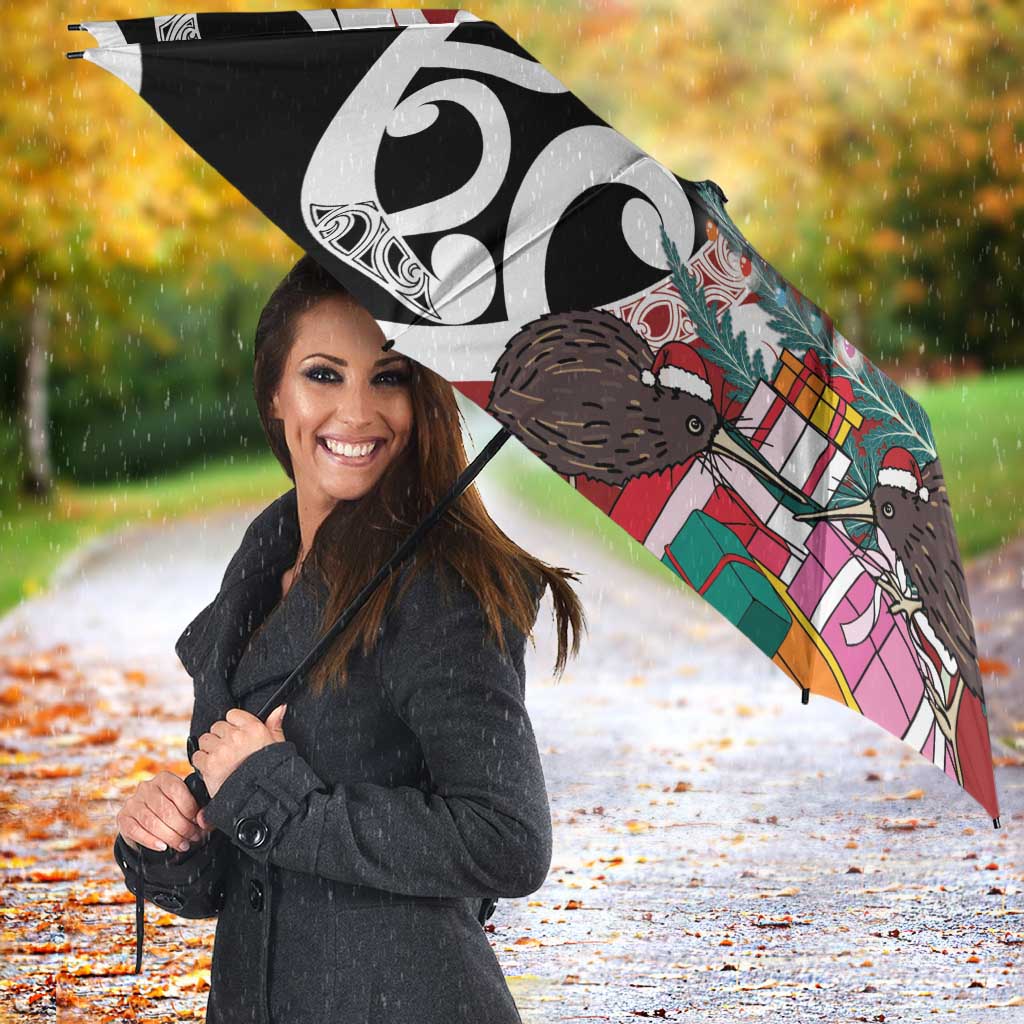 New Zealand Silver Fern Christmas Tree Umbrella Meri Kirihimete - Polynesian Pride