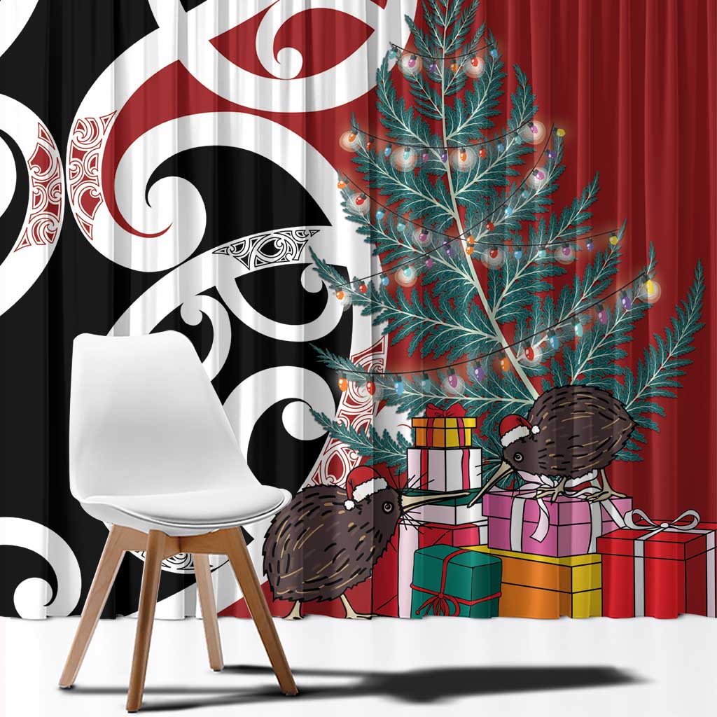 New Zealand Silver Fern Christmas Tree Window Curtain Meri Kirihimete - Polynesian Pride