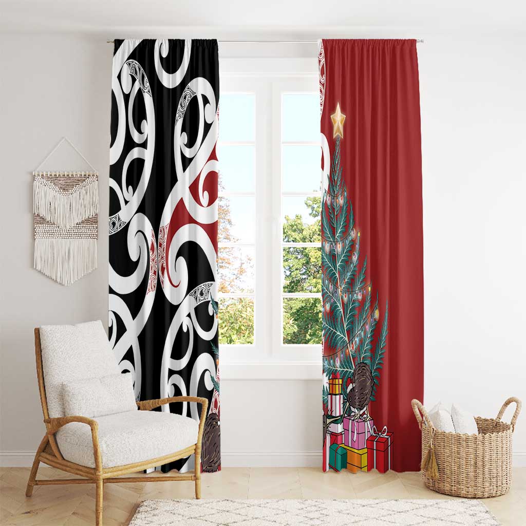 New Zealand Silver Fern Christmas Tree Window Curtain Meri Kirihimete - Polynesian Pride