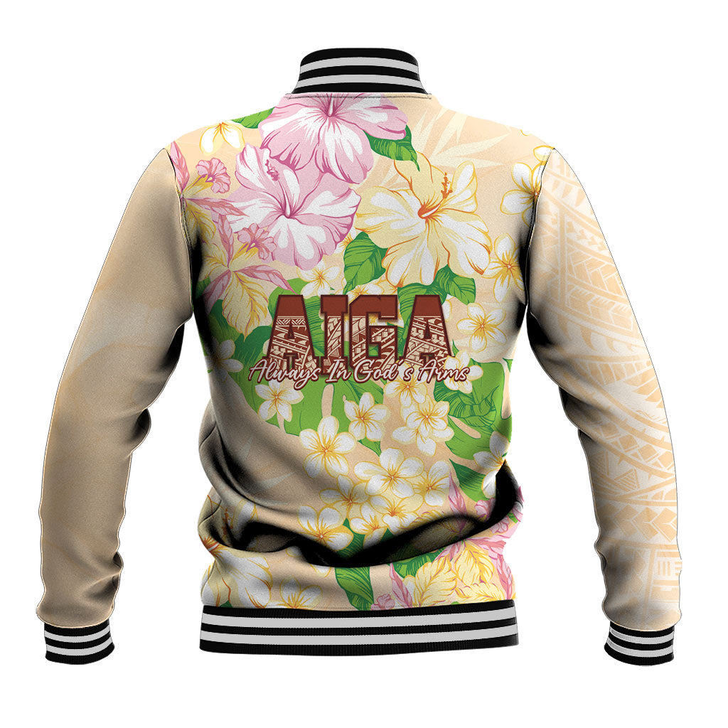 Samoa AIGA Floral Theme Baseball Jacket Always In God's Arms
