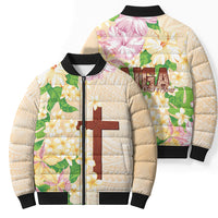 Samoa AIGA Floral Theme Bomber Puffer Jacket Always In God's Arms LT7 - Polynesian Pride