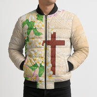 Samoa AIGA Floral Theme Bomber Puffer Jacket Always In God's Arms LT7 - Polynesian Pride