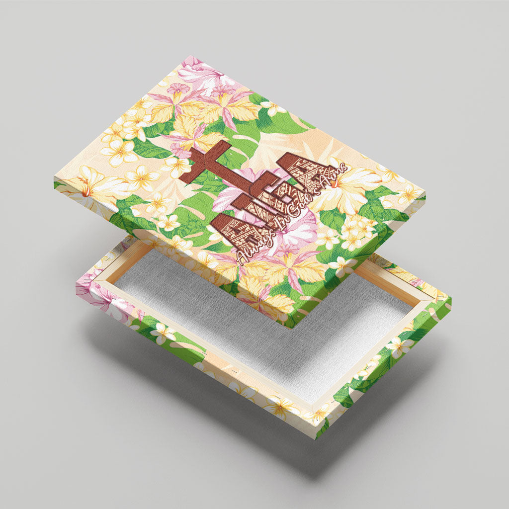 Samoa AIGA Floral Theme Canvas Wall Art Always In God's Arms LT7 - Polynesian Pride