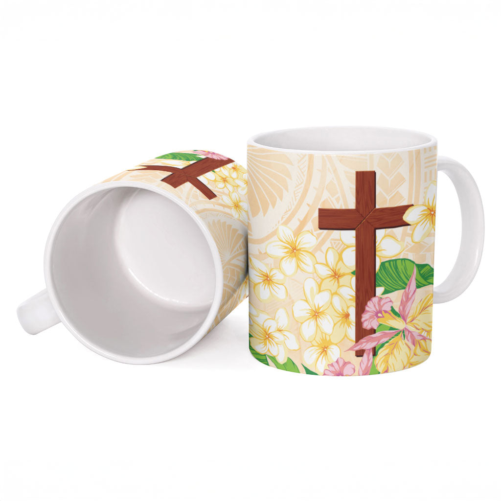 Samoa AIGA Floral Theme Ceramic Mug Always In God's Arms LT7 - Polynesian Pride