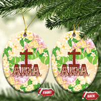 Samoa AIGA Floral Theme Ceramic Ornament Always In God's Arms LT7 Oval Multicolor - Polynesian Pride