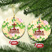 Samoa AIGA Floral Theme Ceramic Ornament Always In God's Arms LT7 Circle Multicolor - Polynesian Pride