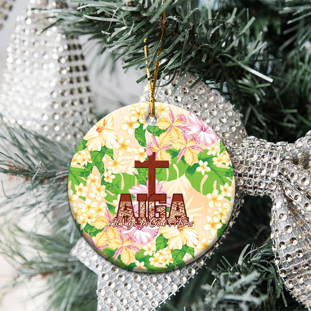 Samoa AIGA Floral Theme Ceramic Ornament Always In God's Arms LT7 - Polynesian Pride