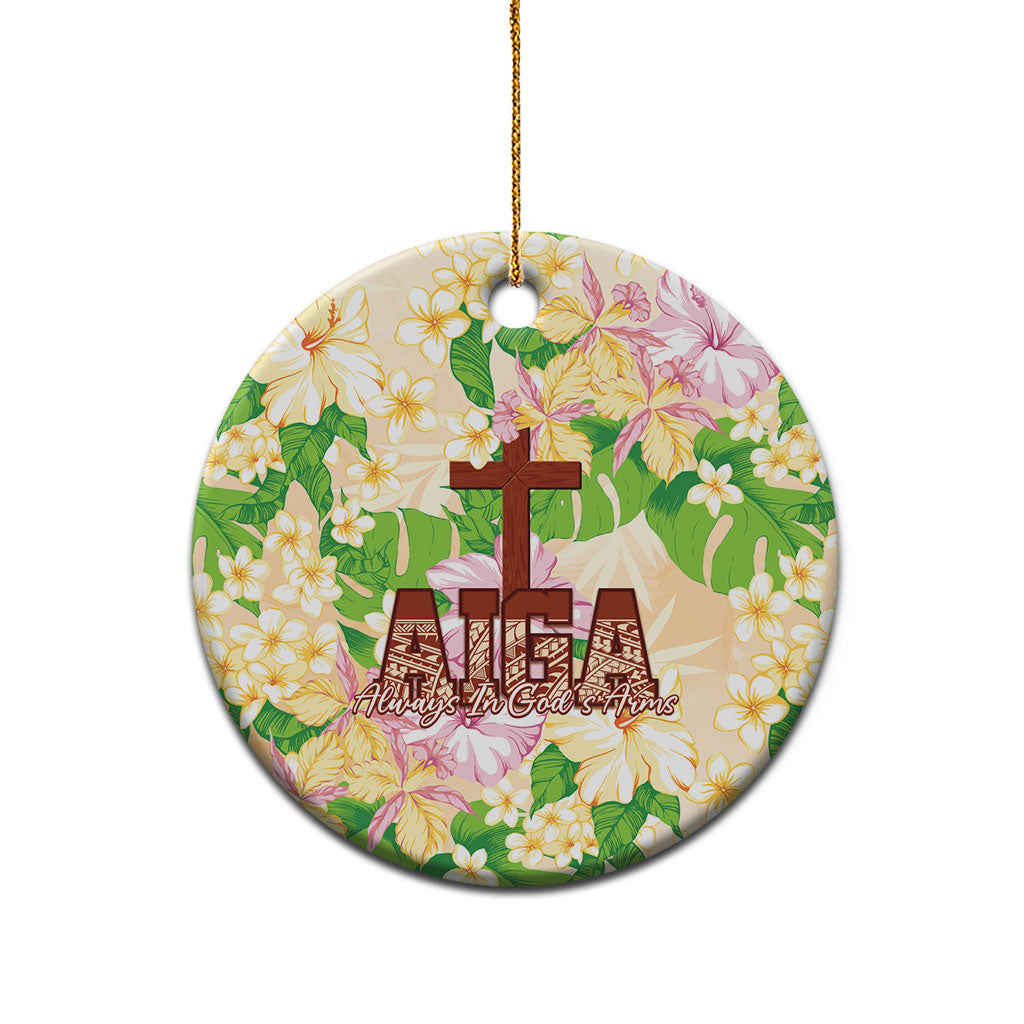 Samoa AIGA Floral Theme Ceramic Ornament Always In God's Arms LT7 - Polynesian Pride