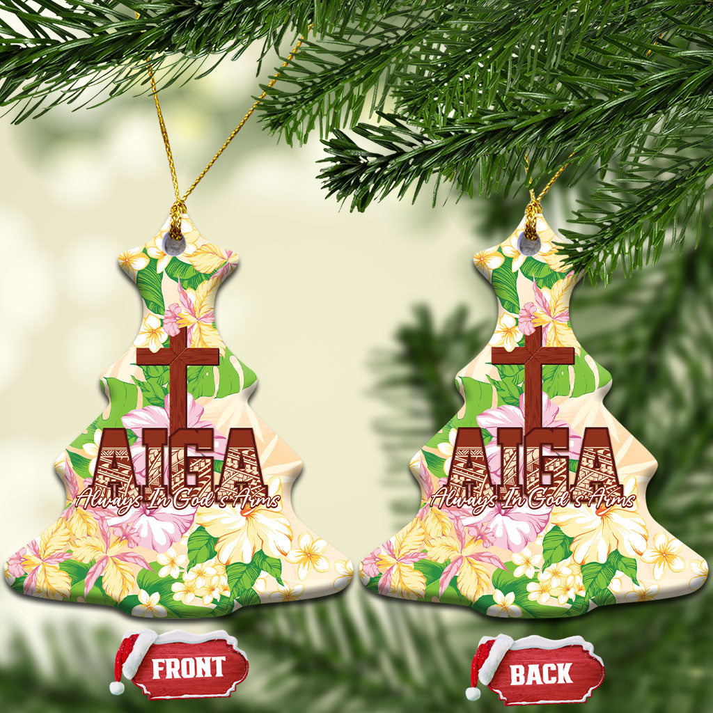 Samoa AIGA Floral Theme Ceramic Ornament Always In God's Arms LT7 Christmas Tree Multicolor - Polynesian Pride