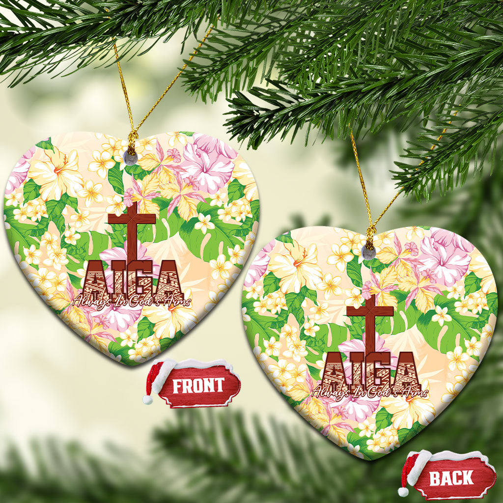 Samoa AIGA Floral Theme Ceramic Ornament Always In God's Arms LT7 Heart Multicolor - Polynesian Pride
