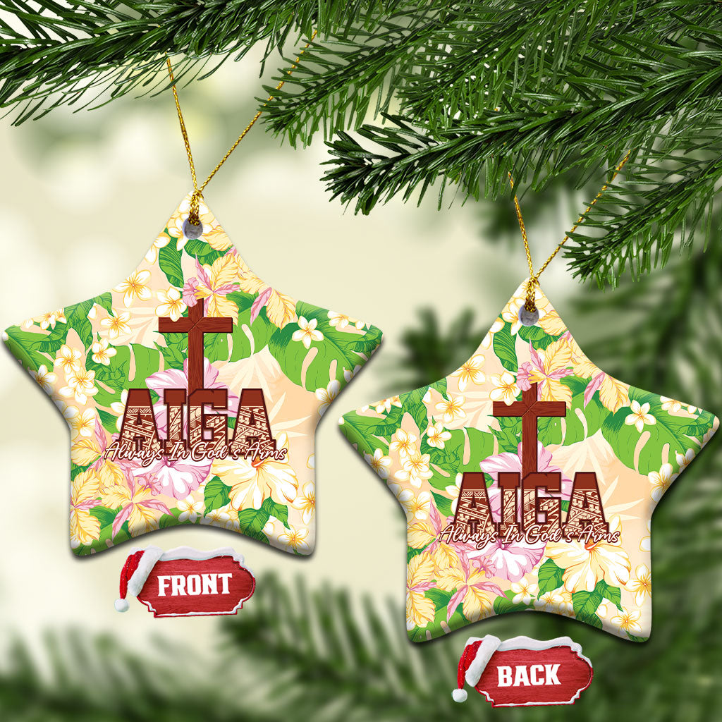 Samoa AIGA Floral Theme Ceramic Ornament Always In God's Arms LT7 Star Multicolor - Polynesian Pride