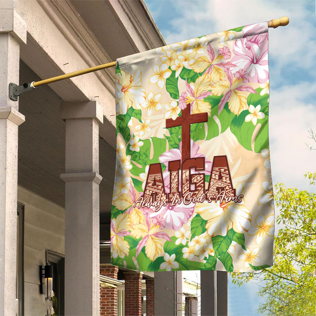 Samoa AIGA Floral Theme Garden Flag Always In God's Arms LT7 House Flag Multicolor - Polynesian Pride