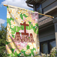 Samoa AIGA Floral Theme Garden Flag Always In God's Arms LT7 - Polynesian Pride