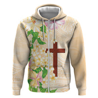 Samoa AIGA Floral Theme Hoodie Always In God's Arms LT7 Zip Hoodie Multicolor - Polynesian Pride