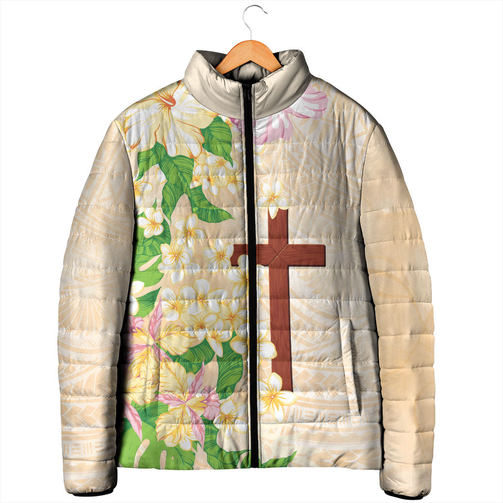 Samoa AIGA Floral Theme Padded Jacket Always In God's Arms LT7 - Polynesian Pride