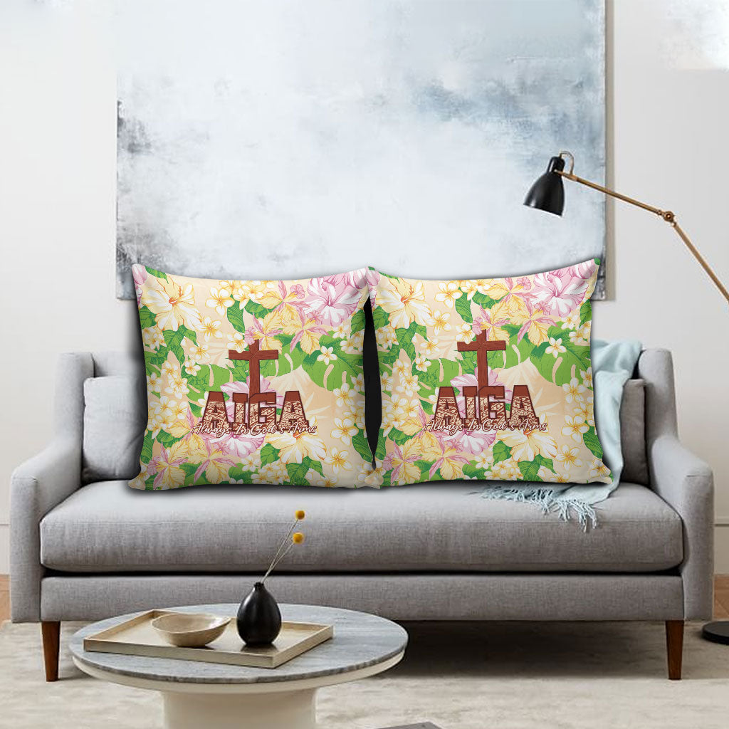 Samoa AIGA Floral Theme Pillow Cover Always In God's Arms LT7 - Polynesian Pride