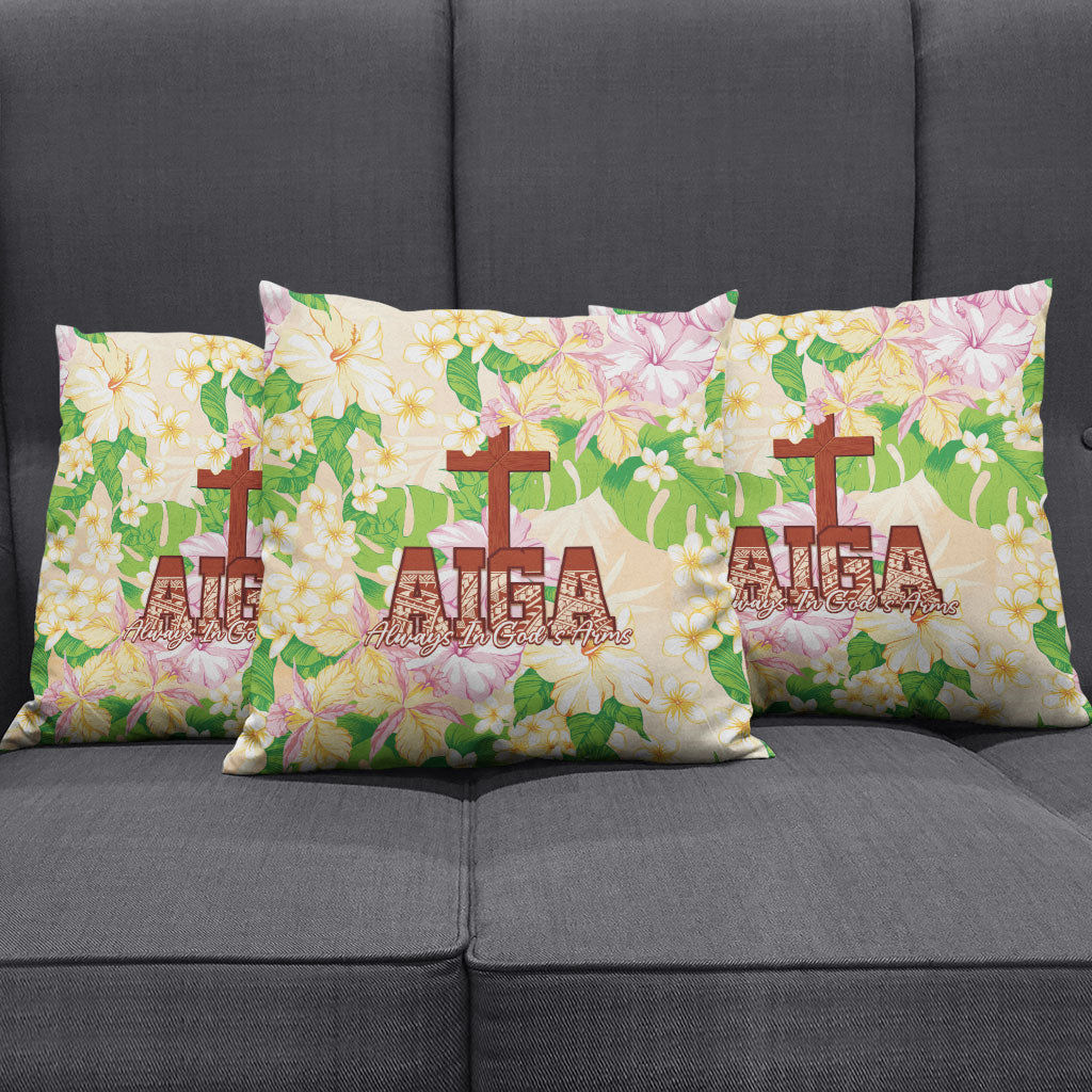 Samoa AIGA Floral Theme Pillow Cover Always In God's Arms LT7 - Polynesian Pride