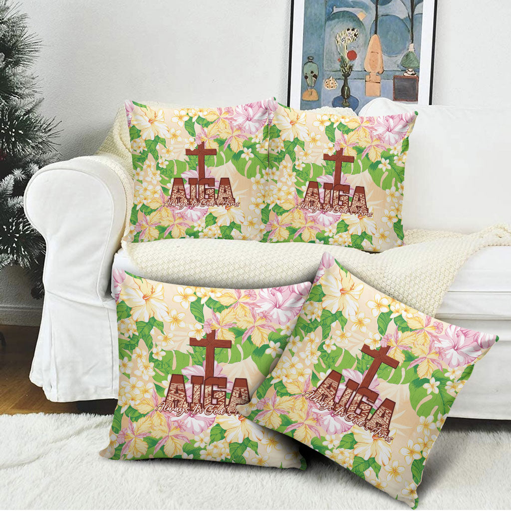 Samoa AIGA Floral Theme Pillow Cover Always In God's Arms LT7 - Polynesian Pride