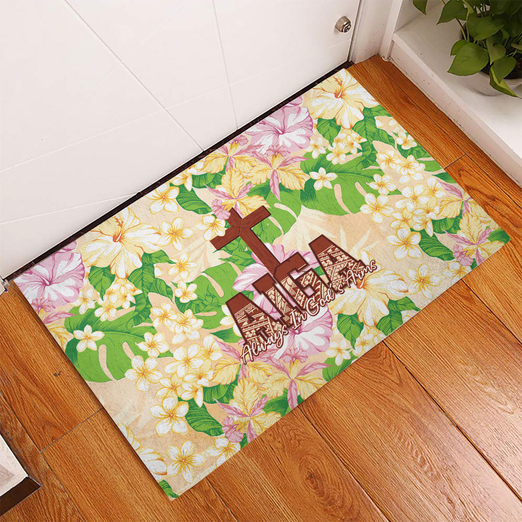 Samoa AIGA Floral Theme Rubber Doormat Always In God's Arms LT7 - Polynesian Pride