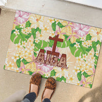 Samoa AIGA Floral Theme Rubber Doormat Always In God's Arms LT7 - Polynesian Pride