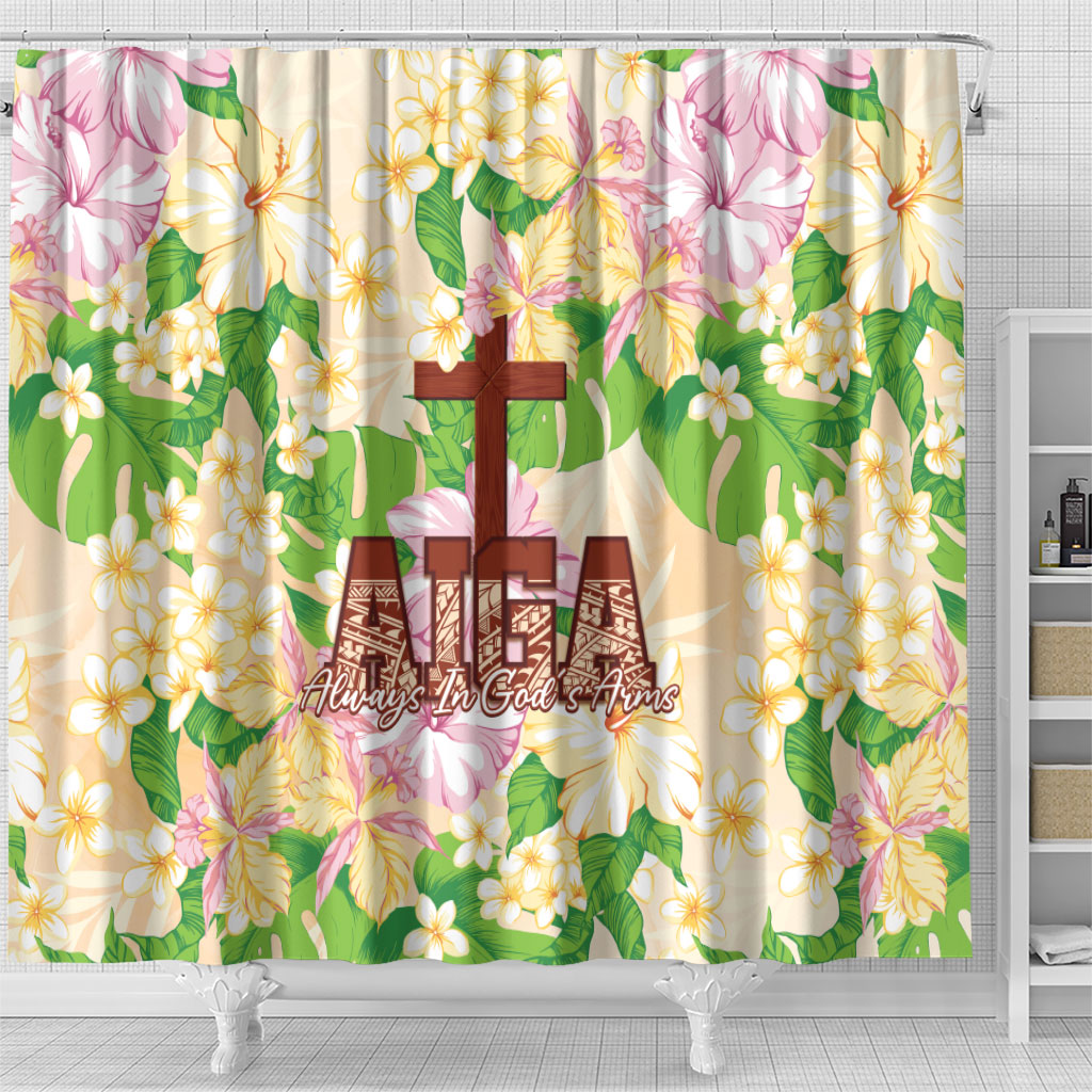 Samoa AIGA Floral Theme Shower Curtain Always In God's Arms LT7 - Polynesian Pride