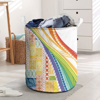 Pasifika Samoa Siapo Malu Tattoo Inspired Laundry Basket Fa'afafine Rainbow Theme LT7 Multicolor - Polynesian Pride
