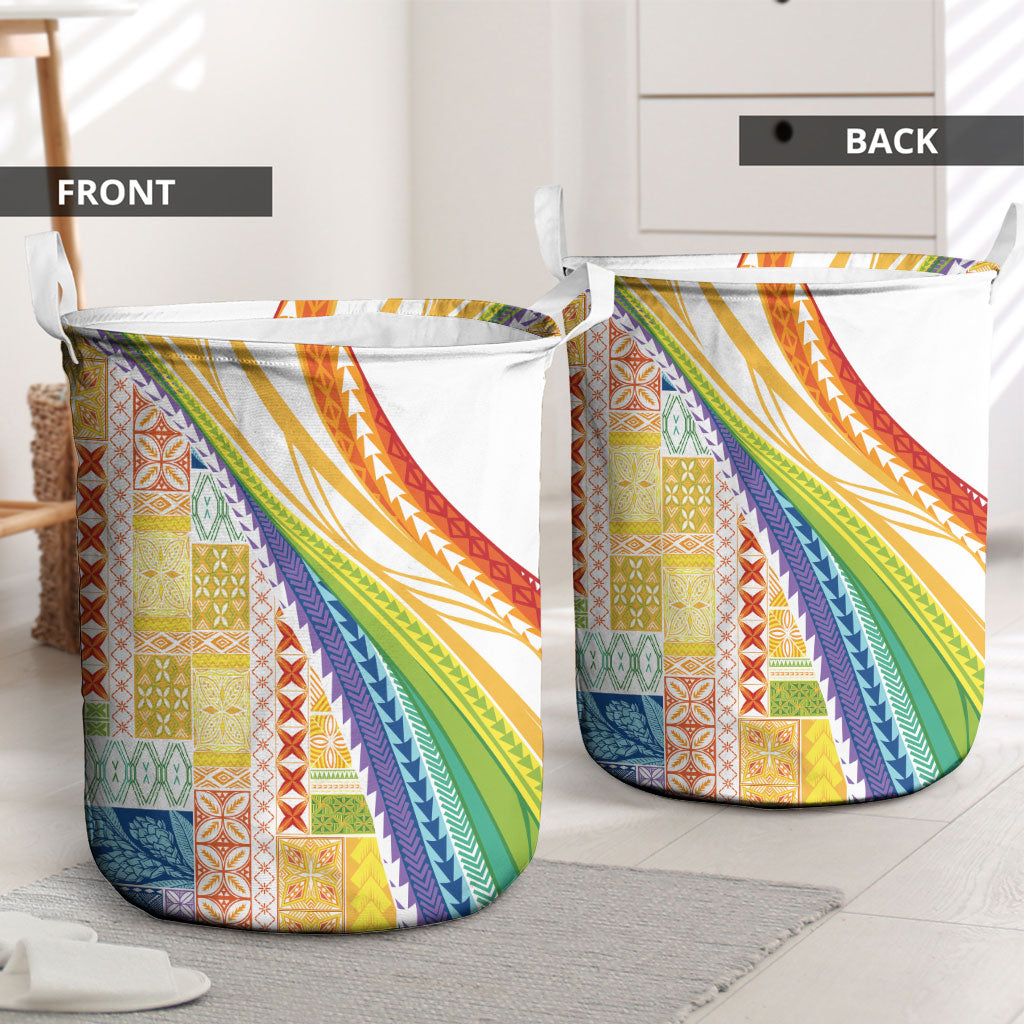Pasifika Samoa Siapo Malu Tattoo Inspired Laundry Basket Fa'afafine Rainbow Theme LT7 - Polynesian Pride