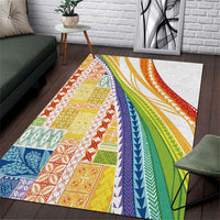 Pasifika Samoa Siapo Malu Tattoo Inspired Area Rug Fa'afafine Rainbow Theme LT7 Multicolor - Polynesian Pride