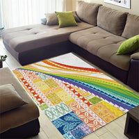 Pasifika Samoa Siapo Malu Tattoo Inspired Area Rug Fa'afafine Rainbow Theme LT7 - Polynesian Pride