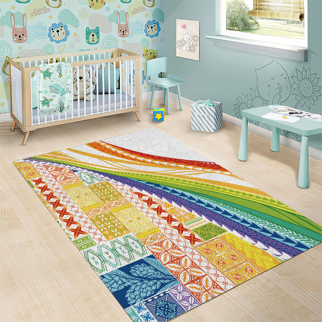 Pasifika Samoa Siapo Malu Tattoo Inspired Area Rug Fa'afafine Rainbow Theme LT7 - Polynesian Pride